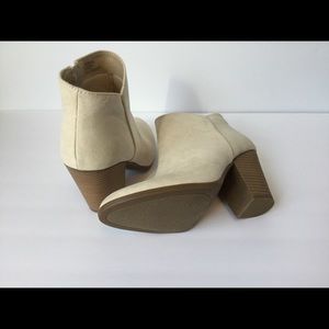 SOLD JustFab Suede Cream Ankle Boots. NWOT